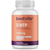 BESTVITE 5-HTP 200mg per Capsule (120 Capsules) - No Stearates - No Flow Agents - Gluten Free - Non GMO