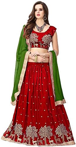 S R Fashion Women's Zoya Silk Circular Semi-Stitched Lehenga Choli