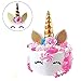 Unicorn Cake Topper set. Handmade with Gold Unicorn Horn, Ears, flowers and Eyelashes. Unicorn Party Decoration for Birthday Party, Baby Shower and Wedding.