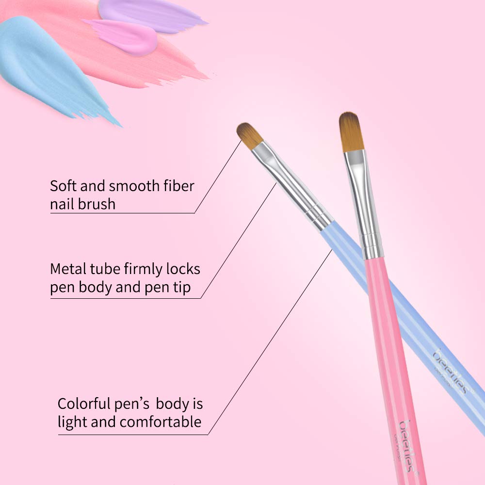 Beetles UV Gel Nail Brush, 7Pcs Poly Extension Gel Brush, Nail Art Tips Builder Brush Nail Painting Brush Pen Set for Home and Salon Use : Beauty