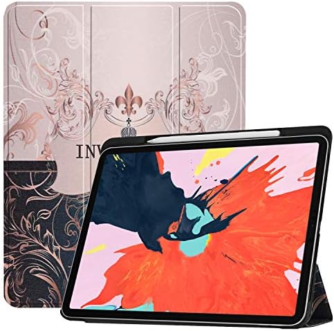 For iPad Pro 12.9 Inch 3rd Gen 2018 Case Slim Shell with Pencil Holder Sleep/Wake (Flower)
