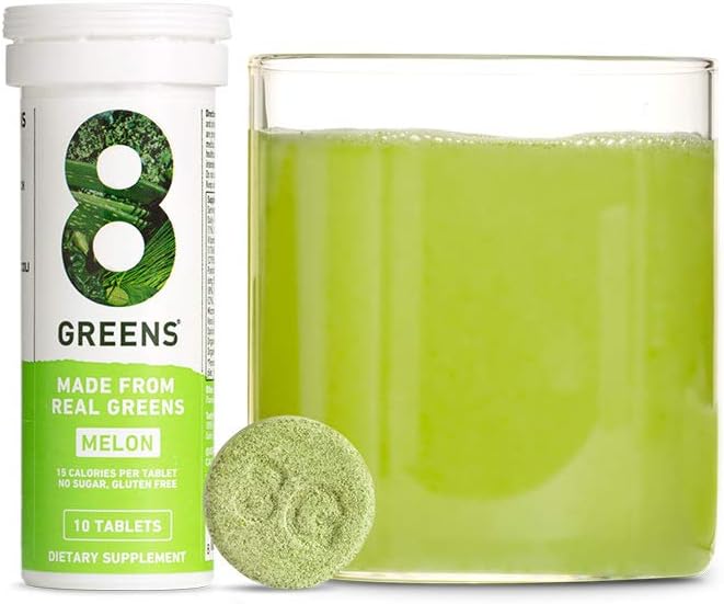 8Greens Immunity and Energy Effervescent Tablets - Packed with 8 Powerful Super Greens (Melon, 1 Tube/10 Tablets): Health & Personal Care