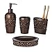 EssentraHome 4-Piece Bronze Bathroom Accessory Set, Complete Set Includes: Toothbrush Holder, Lotion Dispenser, Tumbler and Soap Dish