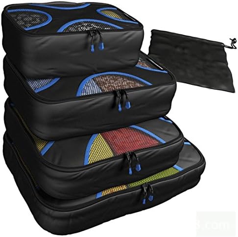 XYDQ 4pc Set Packing Cubes - Travel Organizers with Laundry Bag