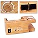 Wood Apple Watch Charging Stand，HBlife 3 USB Port 3.0 Hub Bamboo Charging Dock Station for 38mm and 42mm iWatch & iPhone X 8 6 6 Plus 5S 5 7 7 Plus and Most Smartphone