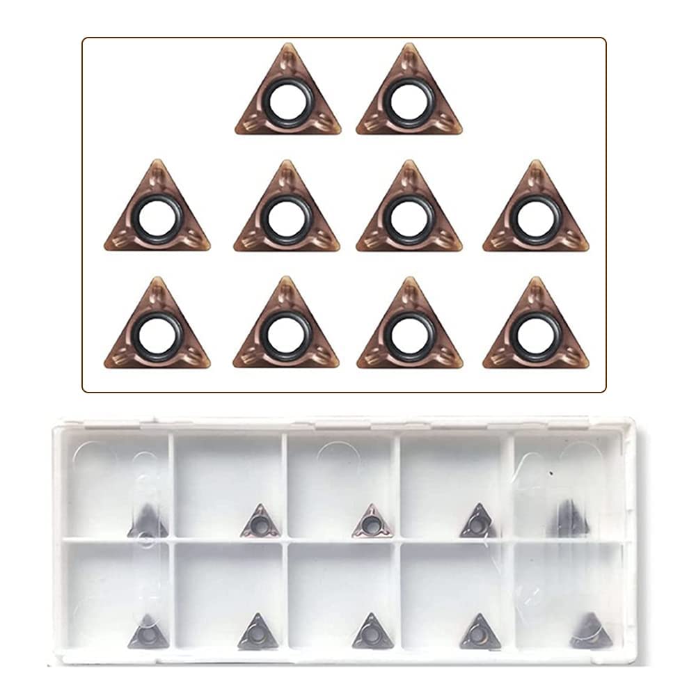 SI FANG 10Pcs Carbide Insert Cutter Tungsten Steel High Precision Blade for Mini Pneumatic Chamfering Machine, Replaceable Turning Inserts Lather Turning Tool with Box, Metal Trimming and Chamfering