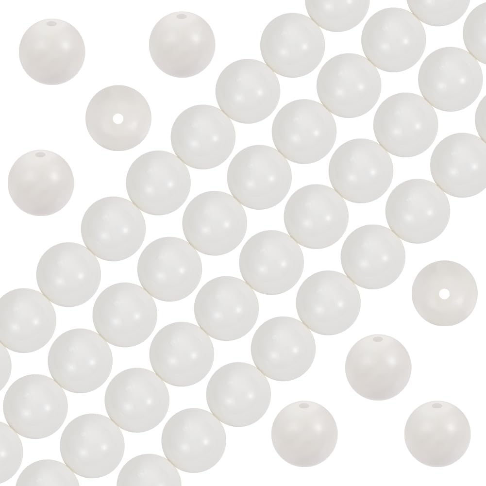 Beebeecraft About 128~136Pcs Natural Freshwater Pearl Beads 6mm Mother of Pearl Nacre Loose Round Cream White Beads 15.7 inch for Summer Them Jewellery Making Bracelets Necklaces Crafts