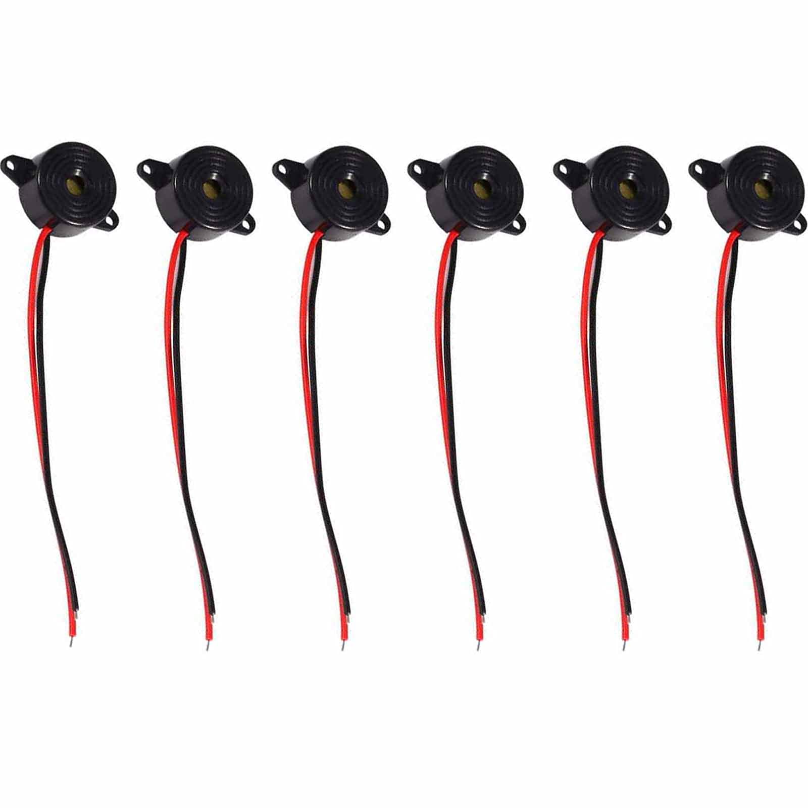 Pack of 6 Electronic Buzzers, Electronic Alarm, 12 V Electronic Buzzer, Suitable for Theft Protection of Cars, Safes and Gates (Black)