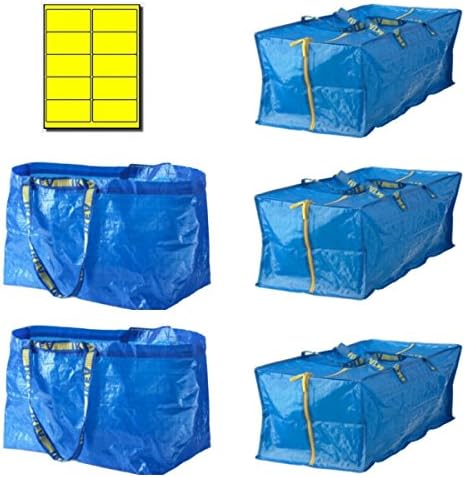 Bundle: IKEA Frakta 5 Bag Variety Pack with Yellow Labels U-Line Eco Friendly