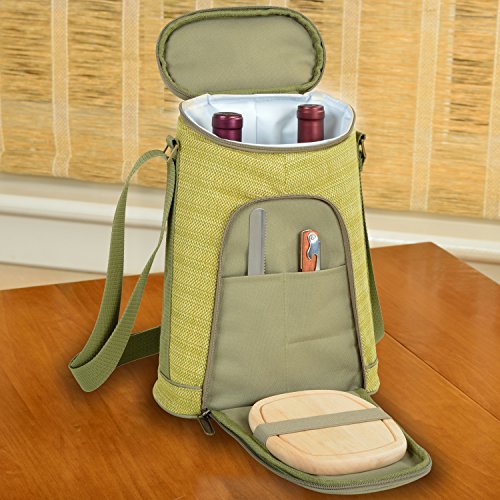 image for Picnic at Ascot Stylish 2 Bottle Insulated Wine Tote Bag with Cheese B