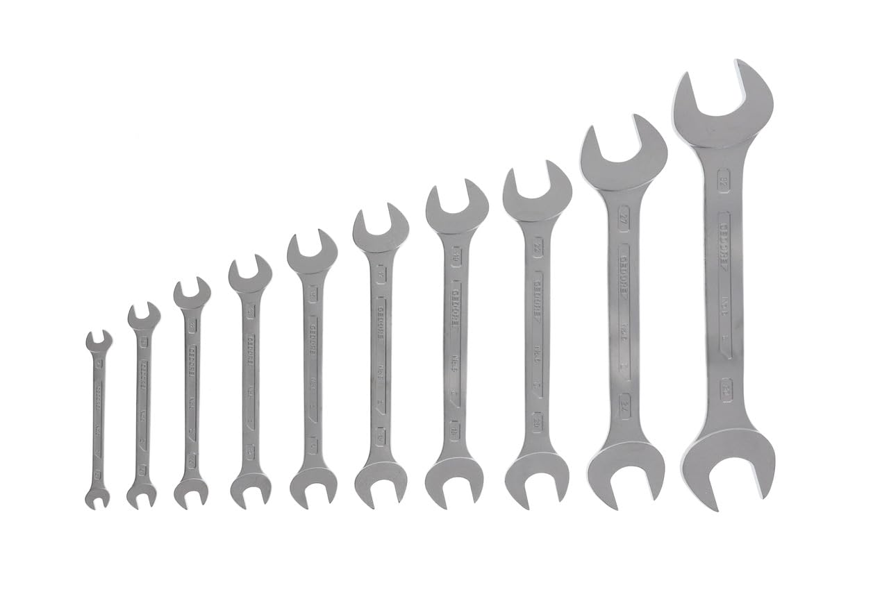 GEDORE Double open-end spanner set, 10-pc. Set, AF 6-32 mm, Metric, Flat, Spanner set, Matt chromed, 6-100