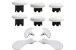 MINGXIONG 10-in-1 Metal Thumbsticks Replacement for PS5 Dualsense Edge Controller,4 Metallic Back Paddles Triggers Buttons Repair Parts for PS5 Edge Controller with 6 Analog Joysticks(White) [Video Game]