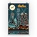 Dallas, Texas - Retro Skyline (9x12 Art Print, Wall Decor Travel Poster)