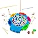 Electronic Fishing Game Toy with Rods Pole Rotating Board Musical Fish Water Table Toys Fine Motor Skills Development Brain Teaser Kids Indoor Activities Birthday Gift for Toddlers 3 4 5 6 Years Old