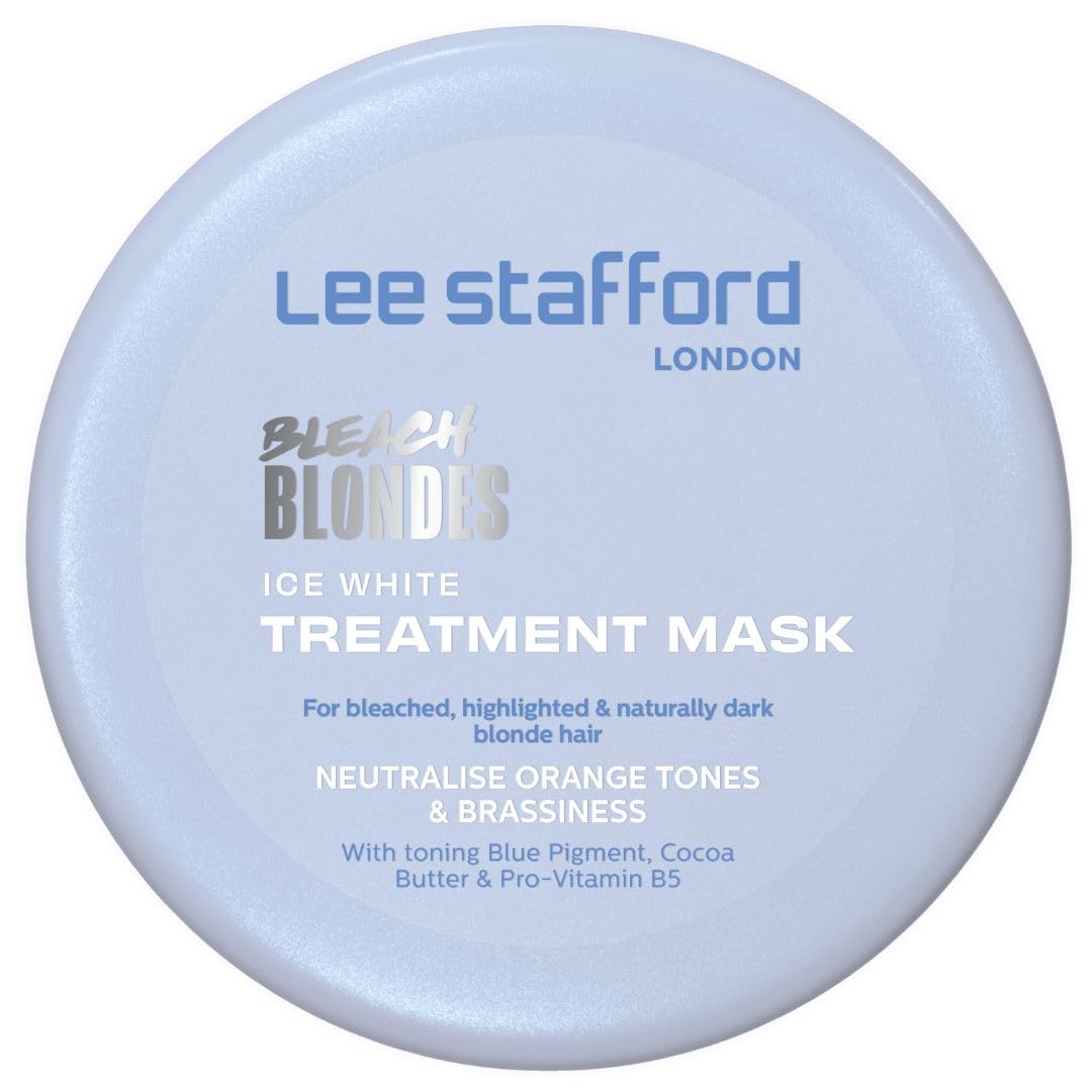 Lee Stafford Blue Toner Hair Mask | Bleach Blonde Ice White Collection - Best Conditioning Color Depositing Mask, Corrects Brassy & Orange Tones to Silver Platinum, for HIghlighted, Cool Hair, 200 ml — image 1