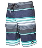 O'Neill Men's Santa Cruz Striped Boardshorts, Size 36, Navy Charcoal Blue