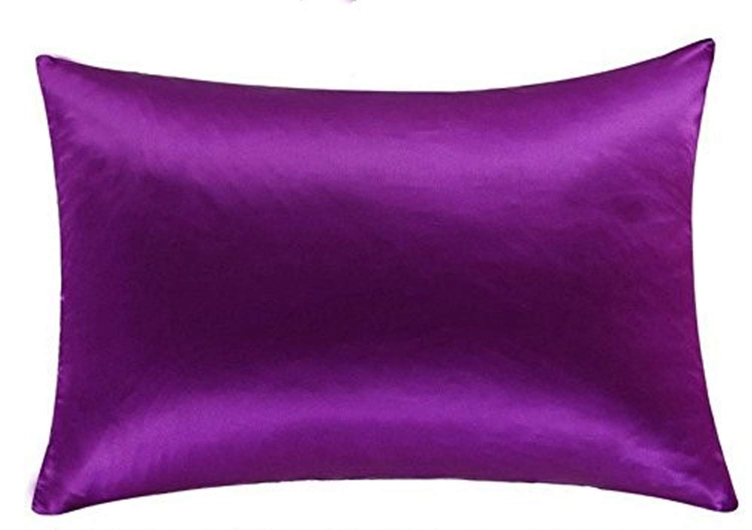 FLCA 100% Mulberry Silk 19 Momme Charmeuse Silk Pillowcase Both Sides Silk Pillow Shams Cover for Skin Health with Hidden Zipper(Purple, Standard)