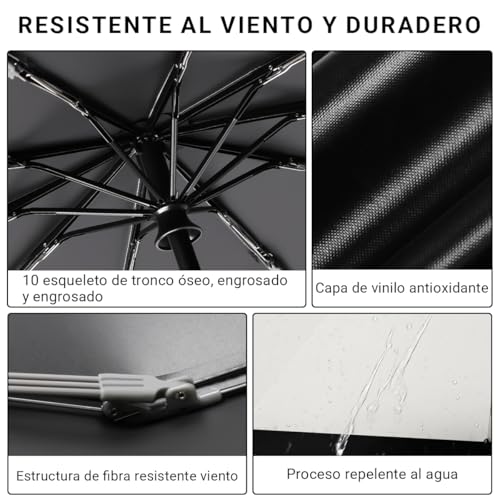 ICHIDO Paraguas Plegable Automático con Hebilla de Anillo, Paraguas de Bolsillo para Lluvia y Sol, Sombrilla Reforzada Resistente al Viento con Protección UV, Portátil para Hombres y Mujeres
