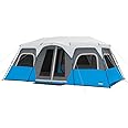 CORE Instant Cabin Tents with LED Lights | 6 Person / 9 Person / 12 Person Family Multi Room Lighted Pop Up Tents for Camping | Included Storage Pockets for Camping Accessories