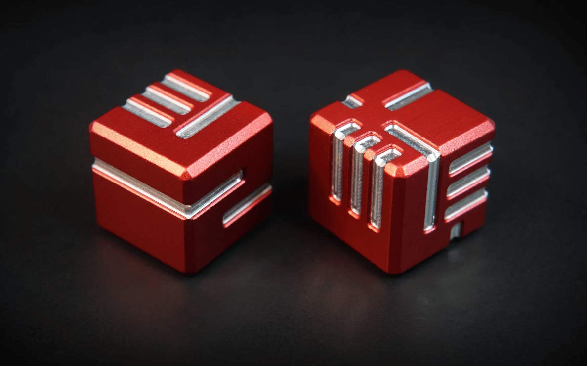 AKO DICE Set of 2 Red- Unique Metal Dice