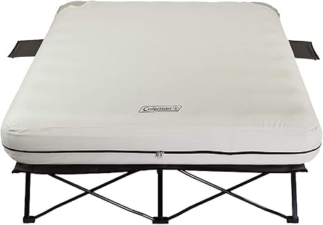 coleman twin airbed folding cot with side table and 4d battery pump