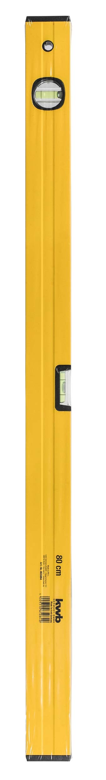 kwb Wasserwaage Aluminium 80 cm, 0,5 mm/m Genauigkeit, hoch präzise geschliffen, je 1 Horizontal-und Vertikallibelle 2