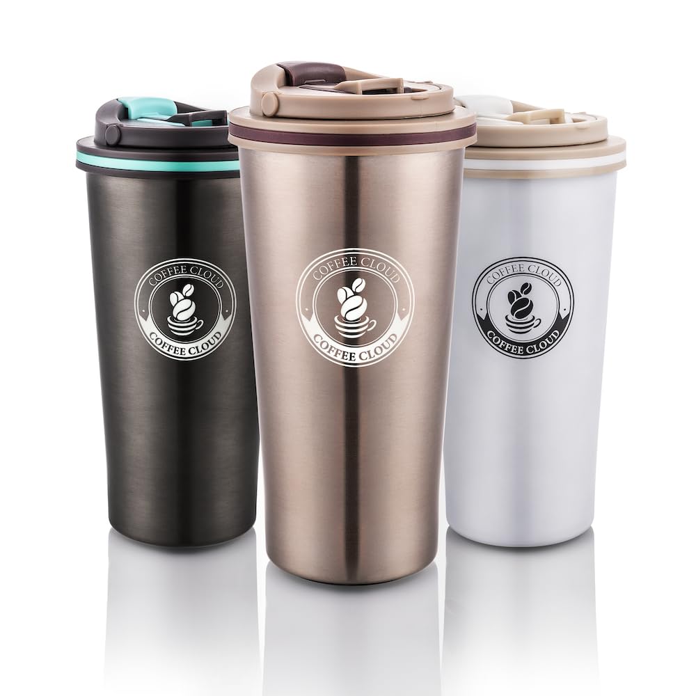 Coffee to Go Mug | 500ml | Stainless Steel Thermal Travel Mug Insulated Cup BPA Free bronze