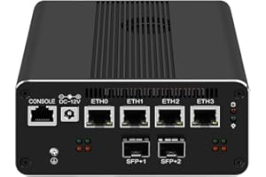 MOGINSOK 10GbE SFP+ Mini PC Micro Firewall Appliance,Intel Pentium Gold 8505 16GB DDR5 256GB PCIE SSD 4xIntel I226-V 2.5GbE 2