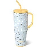 Swig Life 40oz Mega Mug, 40 oz Tumbler with Handle and Straw, Cup Holder Friendly, Dishwasher Safe, Extra Large Insulated Tumbler, Stainless Steel (Busy Bee)