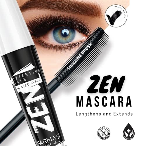FARMASI Zen Extension Lash Mascara, Intense Length, No Flaking, No