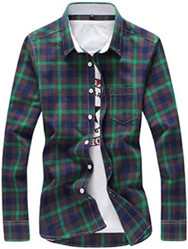 Musamk Dashing Shirt Men 2016 New Arrival Casual Plaid Shirts Turn-Down Collar Slim Fashion Camisa Masculina M-5XL Plus Size MCL1069 greenL High Grade