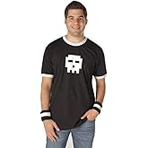 Scott Pilgrim vs. The World Pixel Skull Adult Black with White Ringers T-shirt Tee