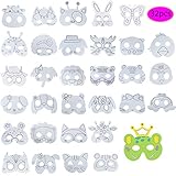 Animal Masks for Kids,DIY Graffiti Blank Painting Mask Jungle Masks Dress up Masks for Party/Cosplay/Halloween/Kids' Hand Painting Art Crafts,Birthday Party Favors Circus Kids Mask Assorted,32 Designs