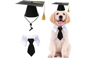 LAMPHYFACE Pet Graduation Caps with Bow Tie Necktie Collar Dog Graduation Hats Accessory Costume for Dogs Cats