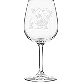 Etched Laser Art Personalized Dog Themed Etched Wine Glass - Custom Dog Breed Wine Glasses, Ideal for Pet Lovers, Unique Birthday Gift for Men & Women, Personalized Gift - Pug, 12.75 oz