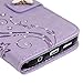 Galaxy S7 Case, Mavis's Diary 3D Handmade Embossed Wallet Bling Diamonds Butterfly Flowers PU Leather Magnetic Flip Folio Protective Shockproof Cover Card Holders (Purple)