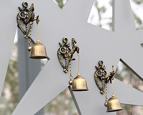 MUAMAX Antique Horse Decorative Bells, Brass Magnetic Suction Door Bells for Shopkeepers, Hanging Bell to Indoor Outdoor Garden Ornaments Gifts (Small) - Thumbnail 4