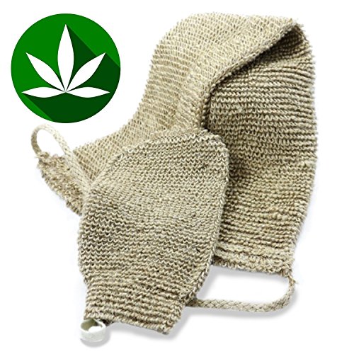 LVG All Natural Hemp Back and Body Scrubber. Exfoliates, Beautifies, Environmentally Friendly. Includes Hand Mitt