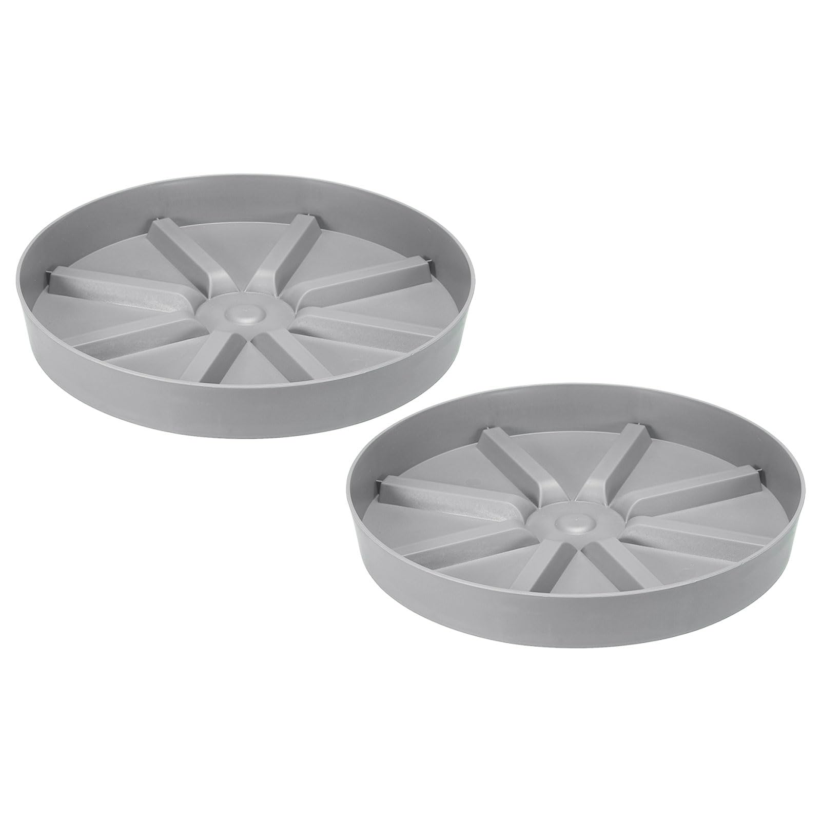 PATIKIL 11.8 Inch Plant Saucers Tray, 2Pcs Durable Plastic Round Flower Pot Drip Tray Thicker Anti-Rot Root for Indoors Outdoors Home Garden, Grey