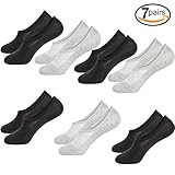 No Show Socks Mens Non Slip Low Cut Invisible Ankle Sock Pack 7 Pairs Boat Liner 6-12 (4Black+3Grey)