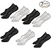 No Show Socks Mens Non Slip Low Cut Invisible Ankle Sock Pack 7 Pairs Boat Liner 6-12 (4Black+3Grey)