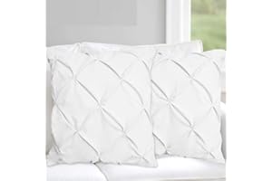 Precious Star Linen Pintuck White 28x28 Inch Decorative Pillowcases, 100% Cotton, Machine Washable, Satisfaction Guarantee
