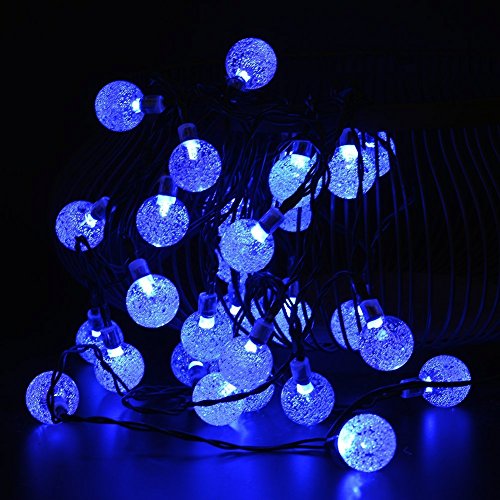 WONFAST Solar String Lights, 20ft 30 LED Crystal Ball Solar Powered Outdoor Globe Fairy String Lights for Homes,Christmas,Gardens,Wedding,Party Decoration (Blue) - Thumbnail 2