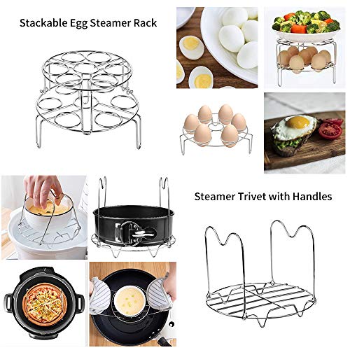 HOMFUL 18-Pieces Pressure Cooker Accessories Set Compatible with Instant Pot 5,6,8 Qt - 2 Steamer Baskets with Divider, Non-stick Springform Pan, Stackable Egg Steamer Rack, Egg Bites Mold - Thumbnail 3