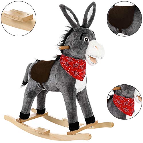 Deuba Schaukelesel | Schaukeltier Schaukel Wippe | Schaukeltier ohne Sound | Halstuch und Haltegriffen | inkl. Sitzdecke – Bild 8