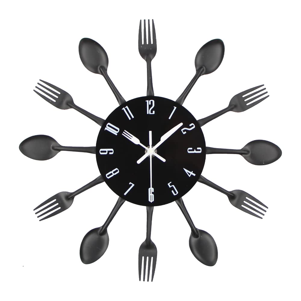 Timelike 3D Removable Modern Creative Cutlery Kitchen Spoon Fork Wall Clock Mirror Wall Decal Wall Sticker Room Home Decoration