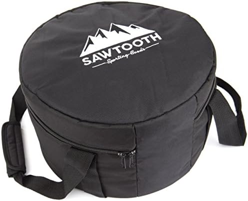 Sawtooth Dutch Oven Tote Bag for Camping 14" โ Thick 600D Polyester, Comfortable Design Carry Straps & Handle โ Foam Padding for Maximum Protection & Storage