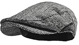 Wonderful Fashion Men's Herringbone Wool Tweed Newsboy Ivy Cabbie Driving Hat (Gray Herringbone)