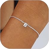 ChicSilver Initial Bracelet for Women 925 Sterling Silver Letter Initial Bracelet Dainty Personalized 26 Alphabet Jewelry Gifts for Birthday Anniversary Wedding
