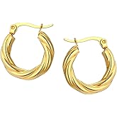 Women's Fashion Statement Hoop Earrings - Trendy 18k Gold Plated Stainless Steel Earrings - Non-Tarnish Earrings for Women